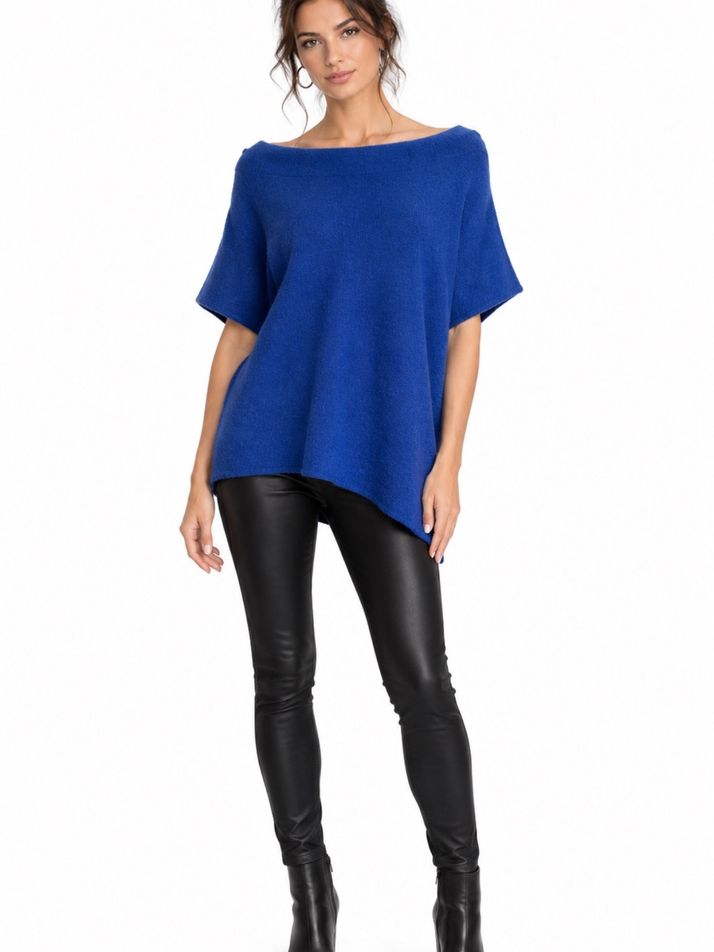 French Blue Boatneck Short-Sleeve Sweater Top